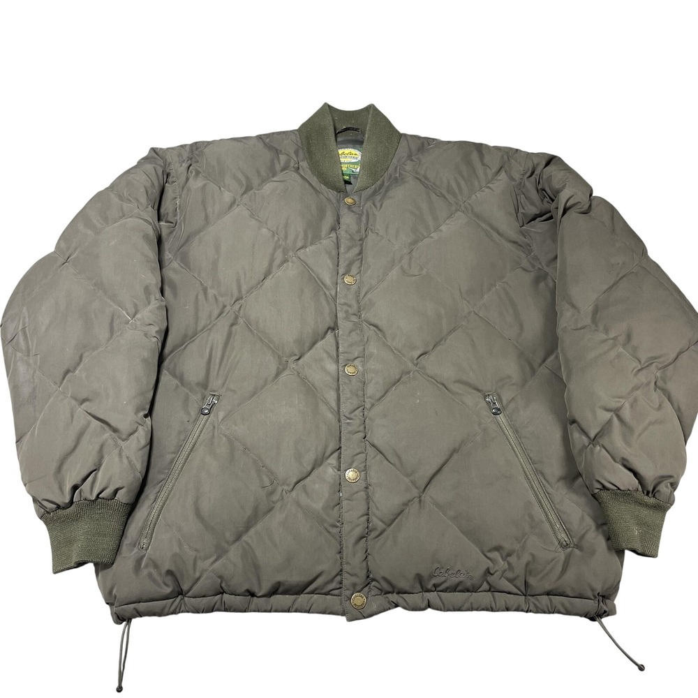Cabelas Jacket Mens 2XL Green Premier Northern Goose Down Quilted Insulated